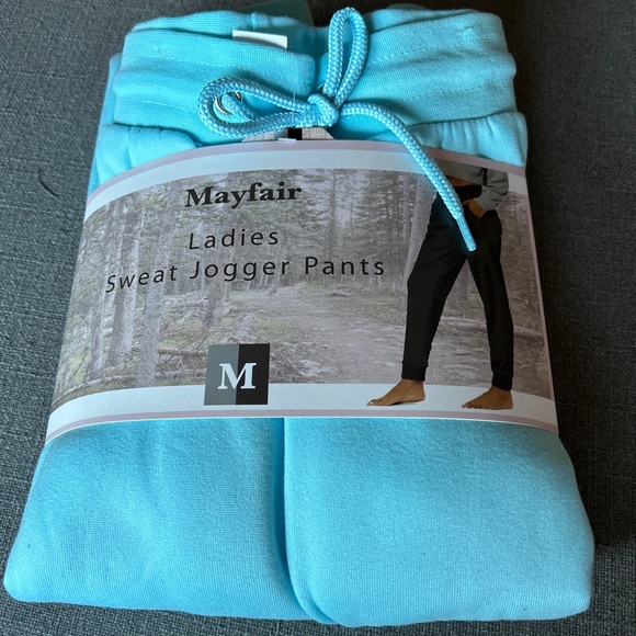 New Sky Blue Mayfair Ladies Sweat Jogger Pants Size:Medium - Picture 1 of 3